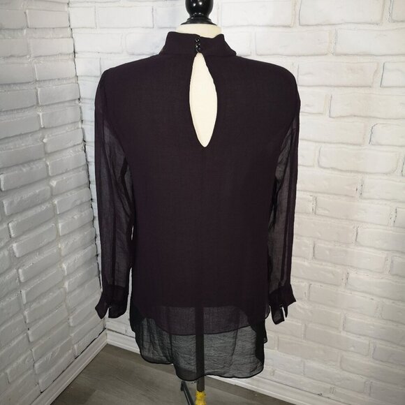 NWT RW&CO Ladies Size Medium Burgundy & Black Lightweight Blouse - Picture 2 of 13